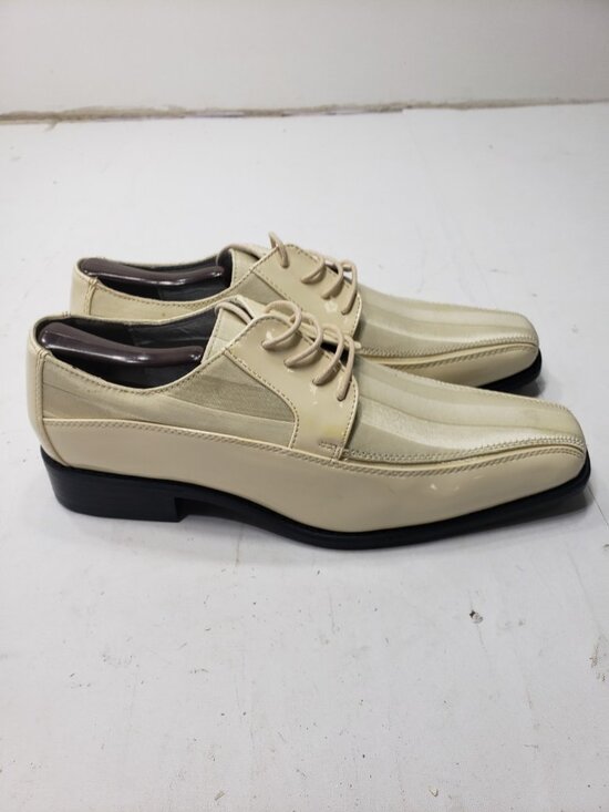 Viotti 179-006 Mens Ivory Dress Shoes Size 8.5 Square Toe Lace Up Formal Prom main image 4
